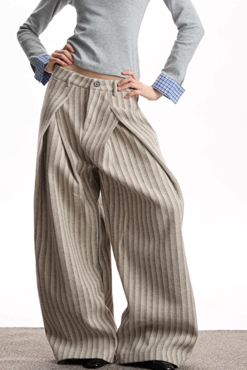 Striped Wool Casual Pants