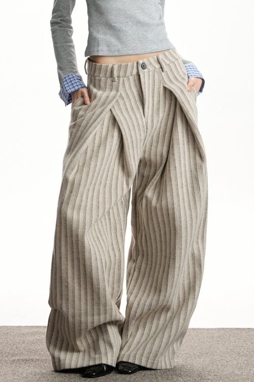 Striped Wool Casual Pants
