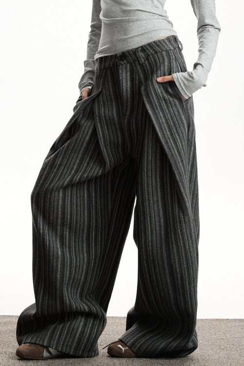 Striped Wool Casual Pants