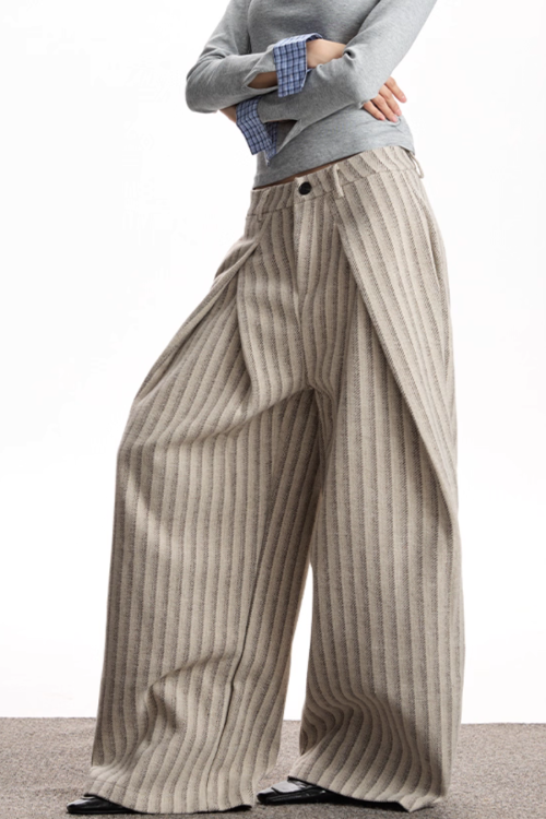 Striped Wool Casual Pants