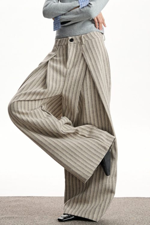 Striped Wool Casual Pants