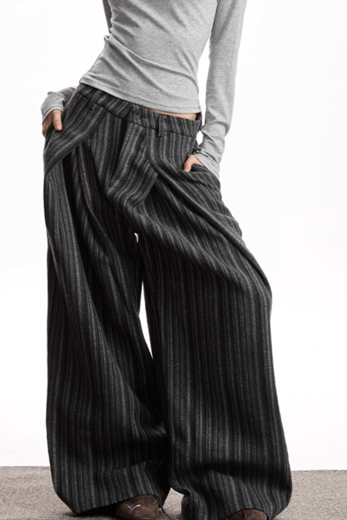 Striped Wool Casual Pants