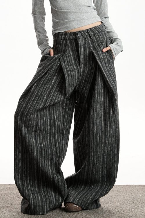 Striped Wool Casual Pants