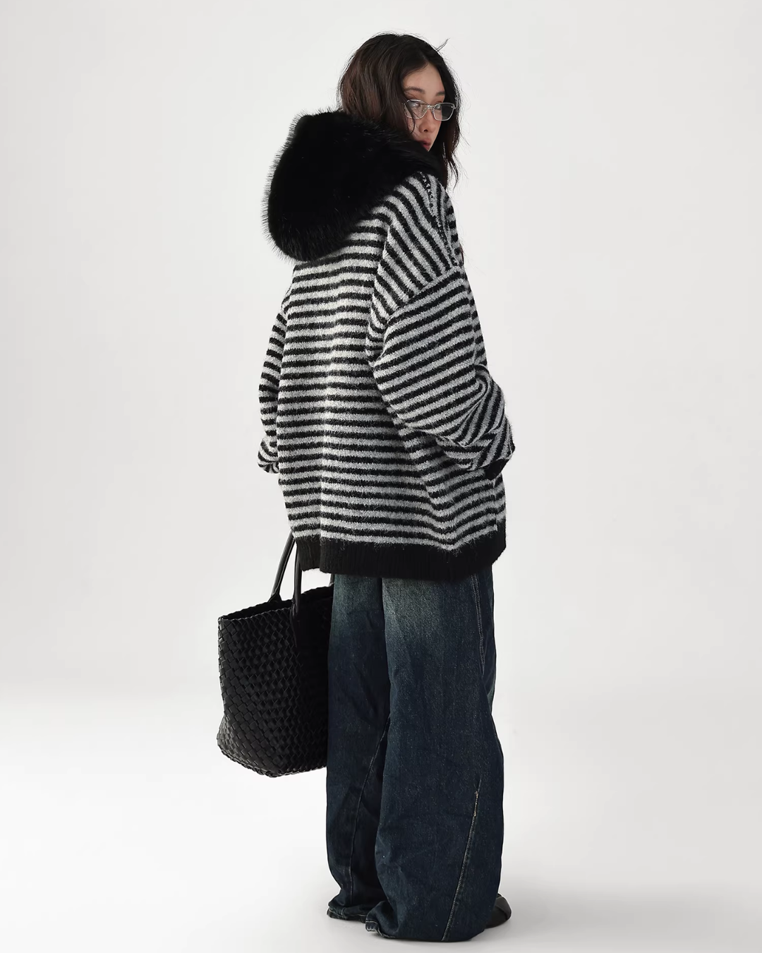 Striped Wool Loose Hoodie Striped Wool Loose Hoodie