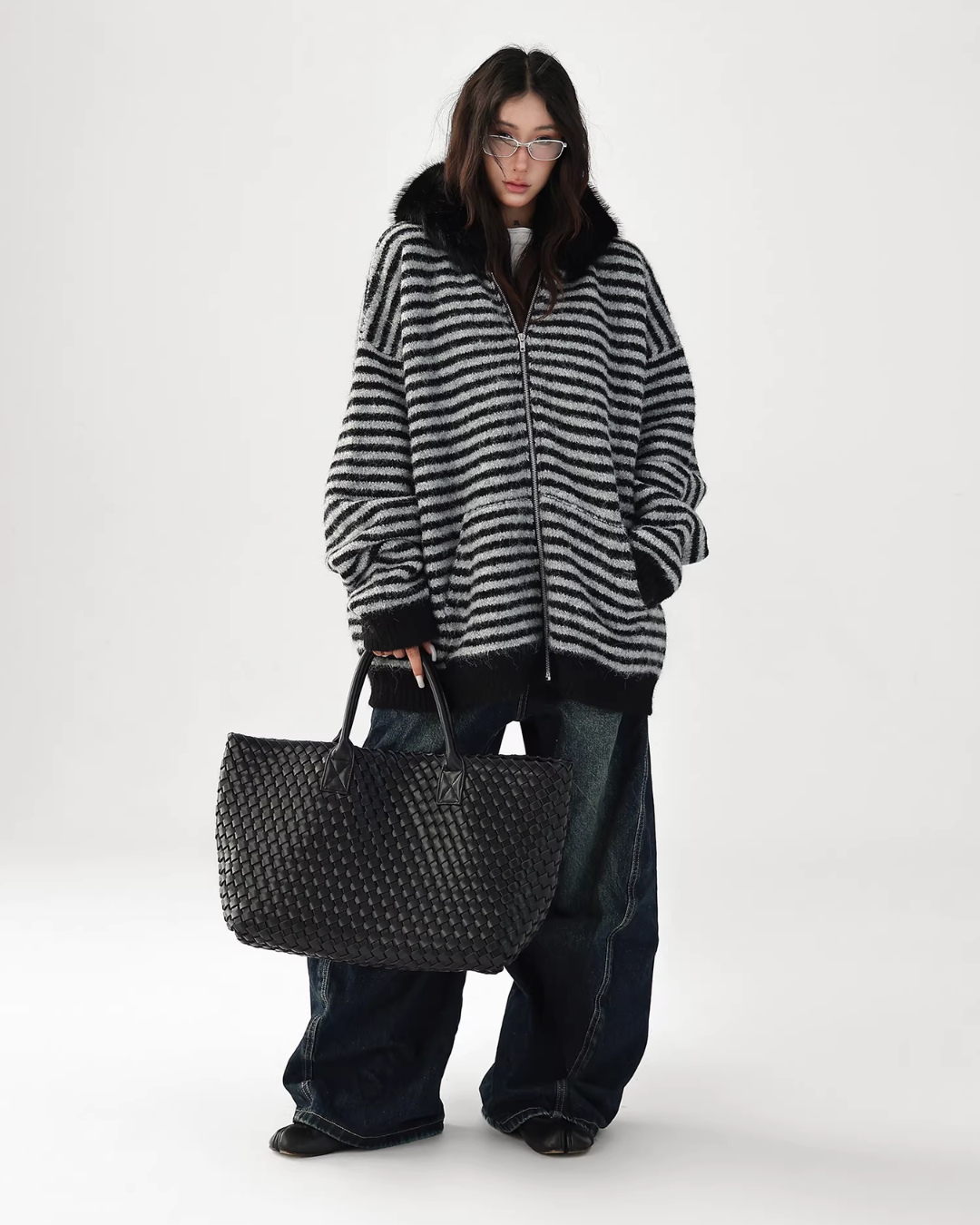 Striped Wool Loose Hoodie Striped Wool Loose Hoodie