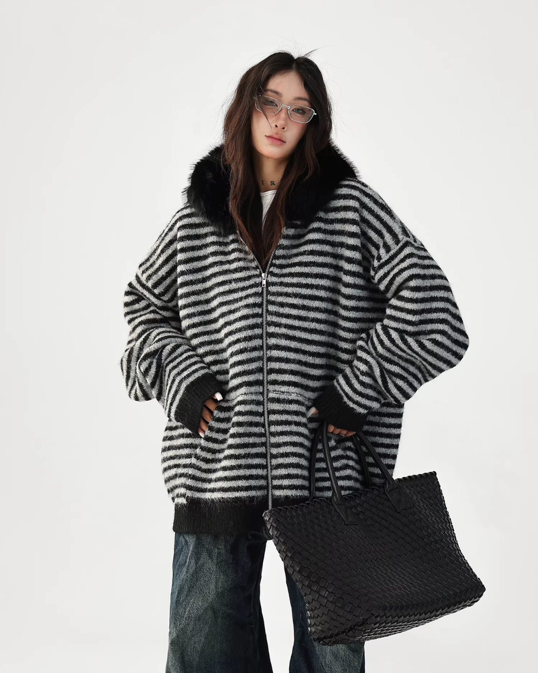 Striped Wool Loose Hoodie Striped Wool Loose Hoodie