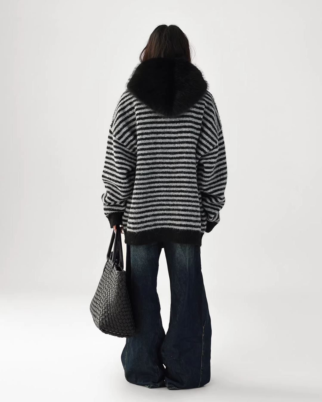 Striped Wool Loose Hoodie Striped Wool Loose Hoodie