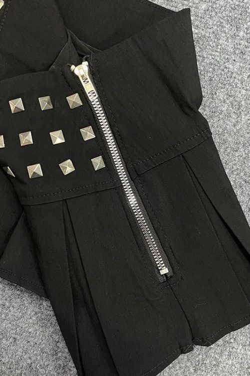 Studded Pleated Micro Skirt