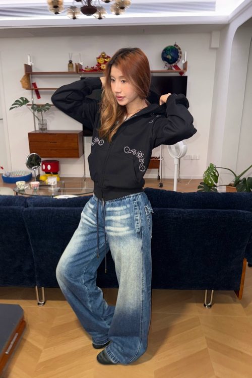 Studded Zip Up Hoodie