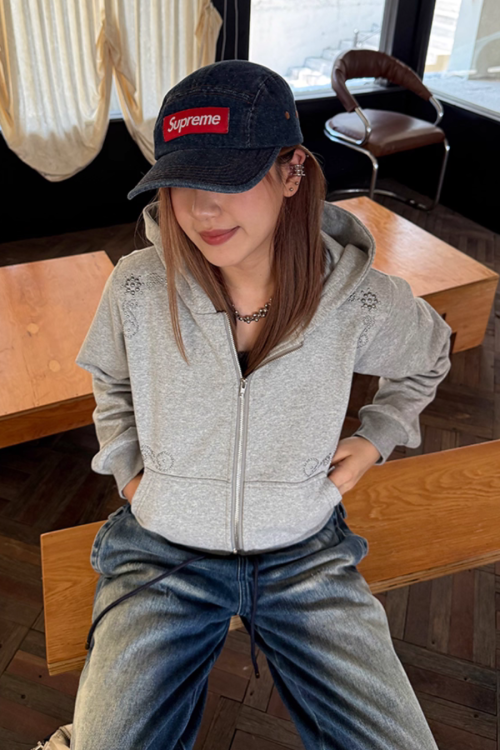 Studded Zip Up Hoodie