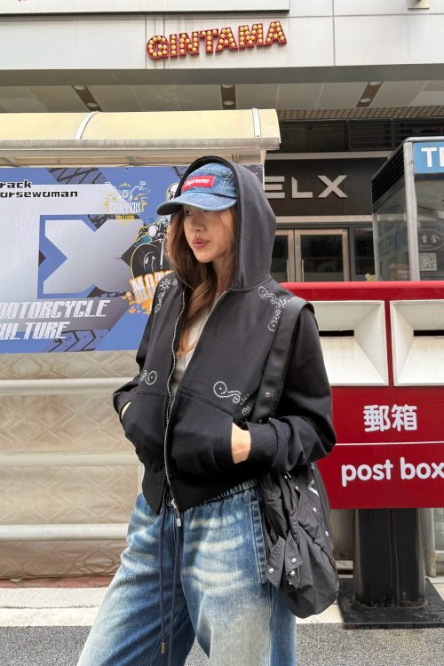 Studded Zip Up Hoodie