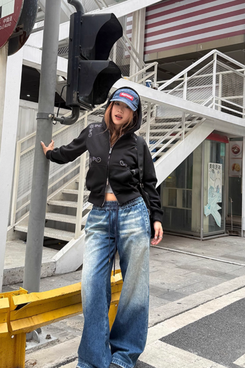 Studded Zip Up Hoodie