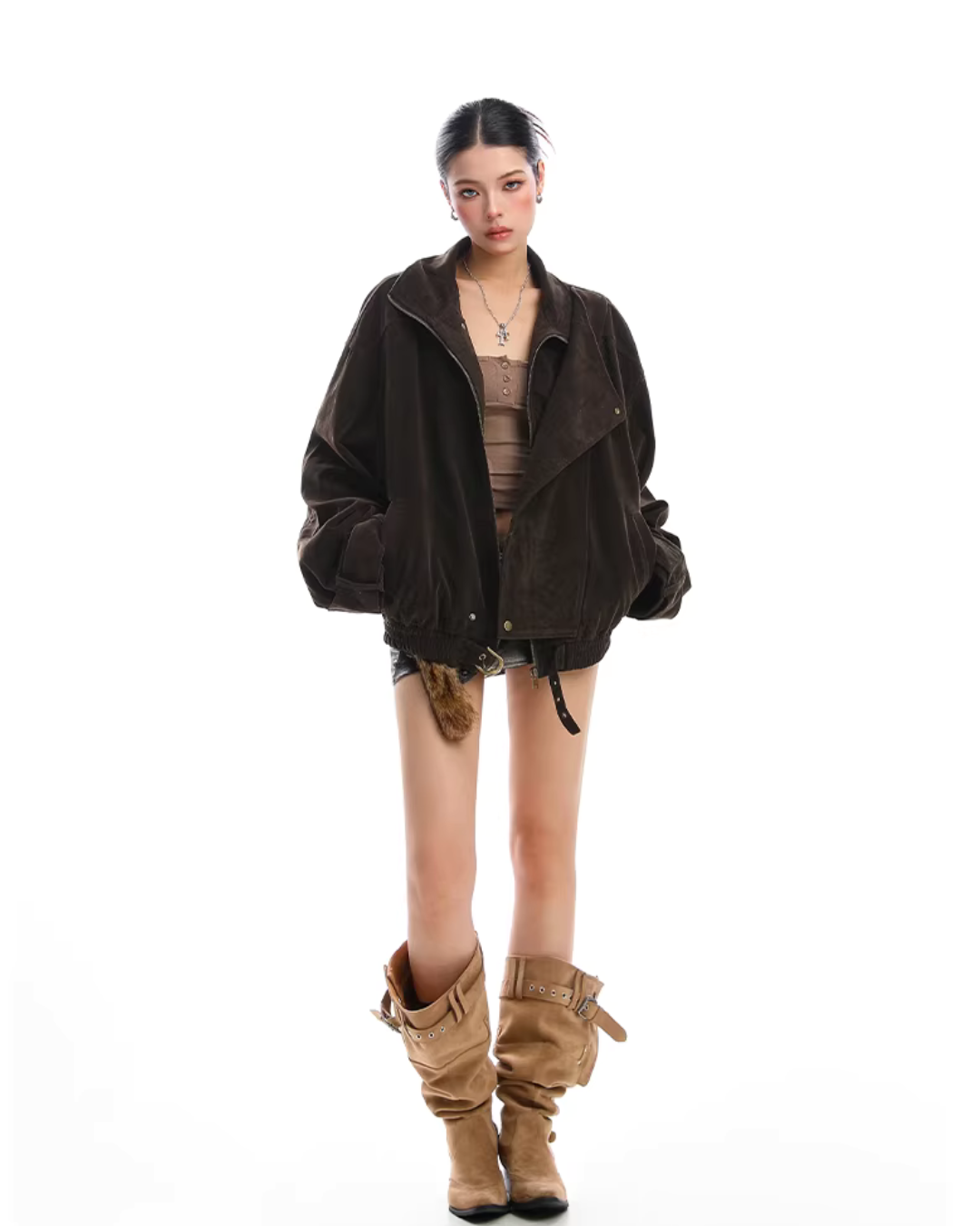 Suede Fleece Stand Collar Jacket Suede Fleece Stand Collar Jacket