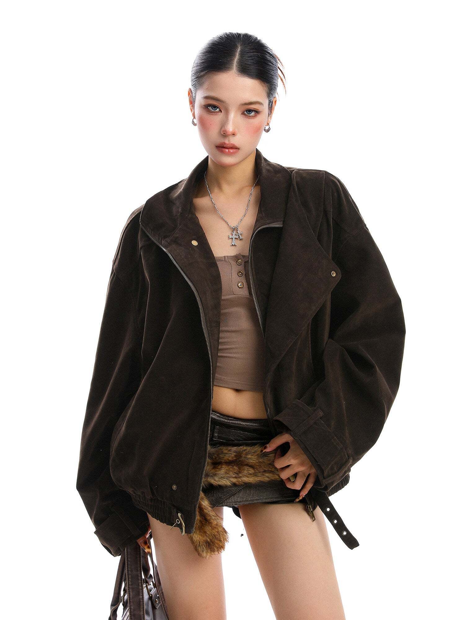 Suede Fleece Stand Collar Jacket Suede Fleece Stand Collar Jacket