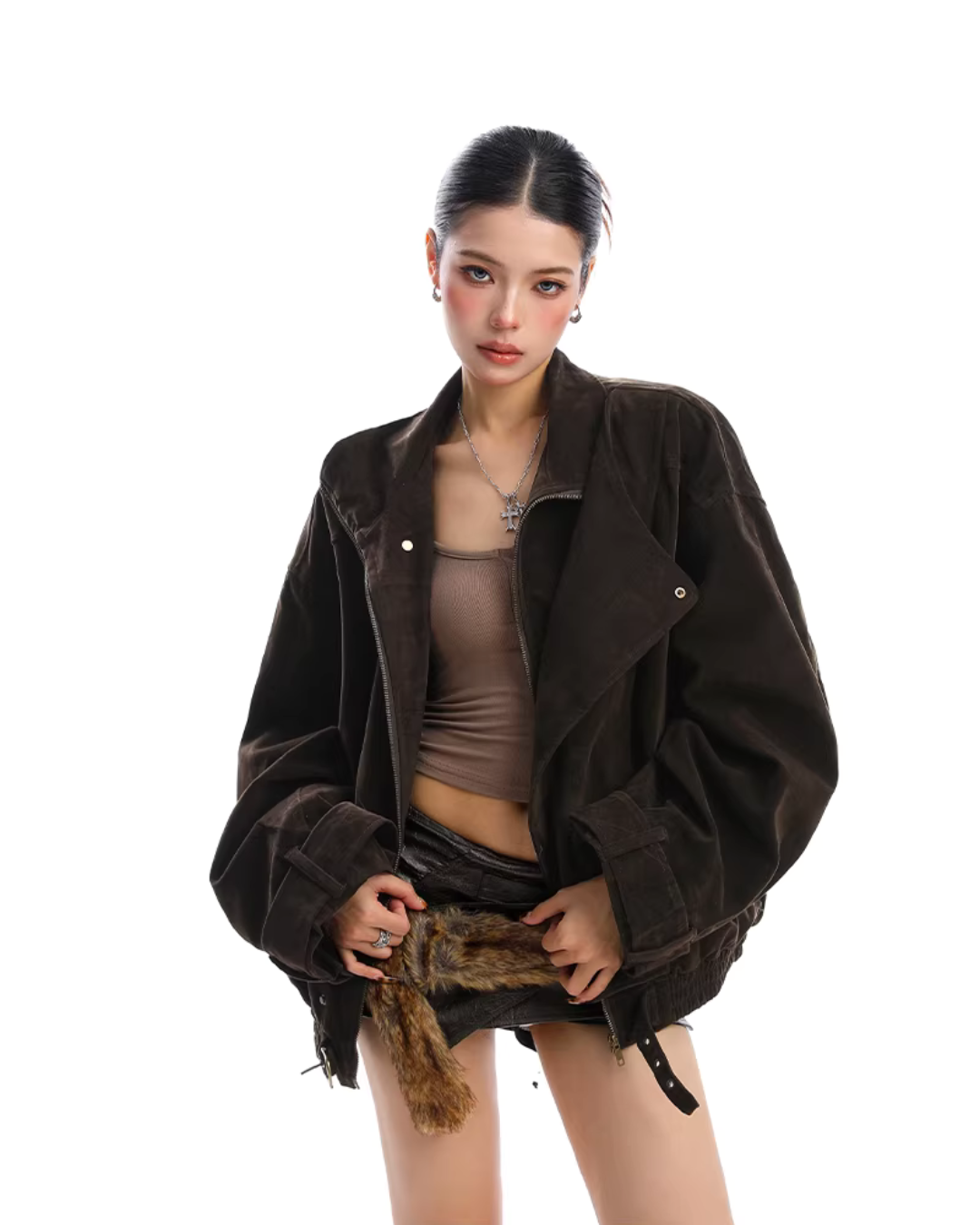 Suede Fleece Stand Collar Jacket Suede Fleece Stand Collar Jacket