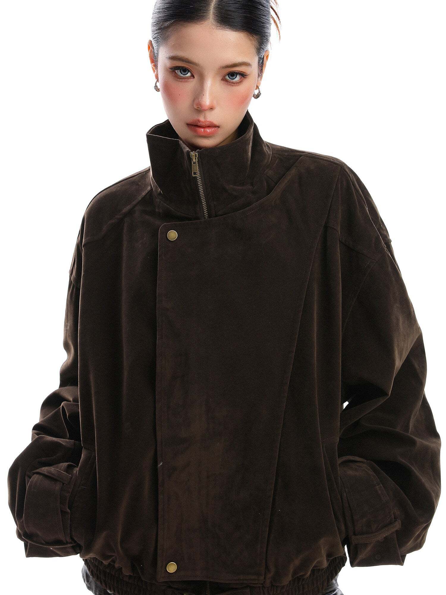 Suede Fleece Stand Collar Jacket Suede Fleece Stand Collar Jacket