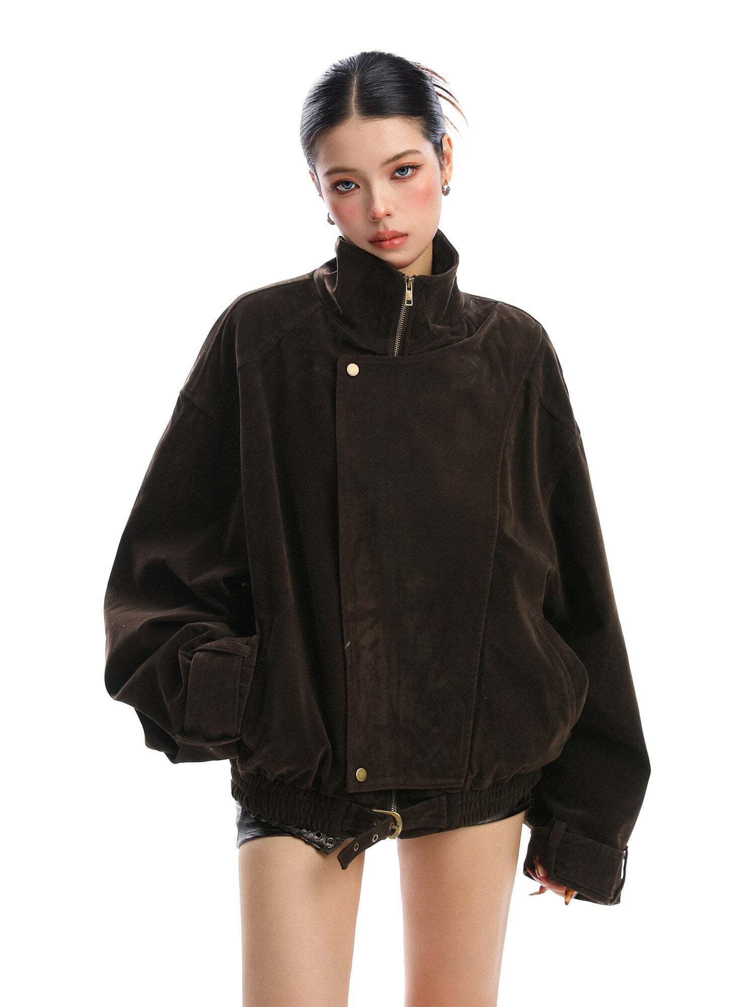 Suede Fleece Stand Collar Jacket Suede Fleece Stand Collar Jacket