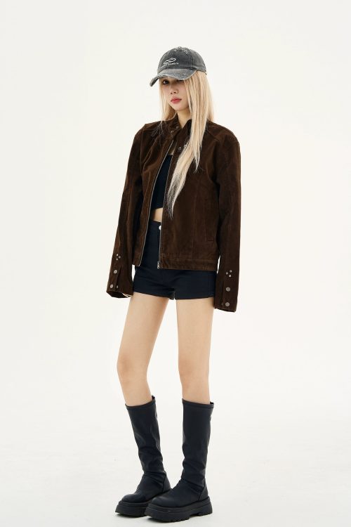 Suede Stand Collar Jacket