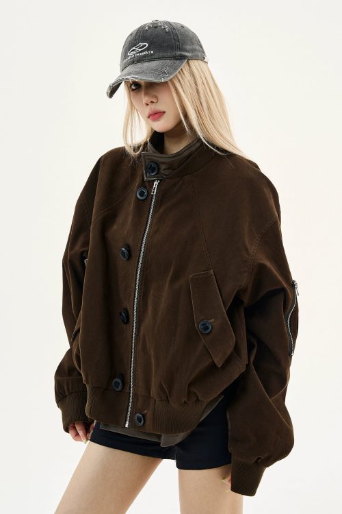 Suede Stand Collar Jacket