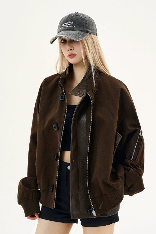 Suede Stand Collar Jacket