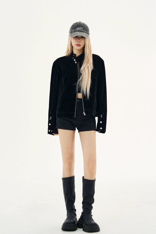 Suede Stand Collar Jacket