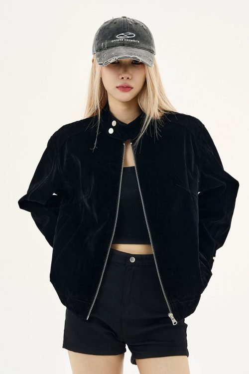 Suede Stand Collar Jacket