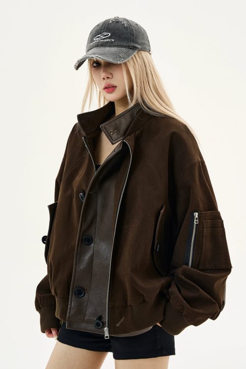 Suede Stand Collar Jacket