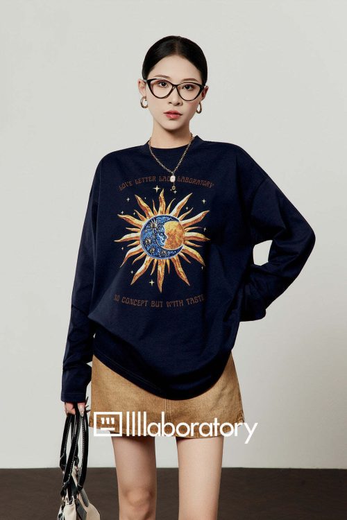 Sun Motif Long T-Shirt / Vintage Mini Skirt