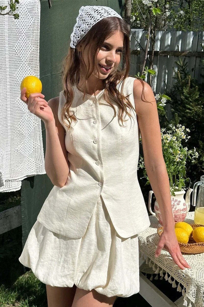 Sweet Bud Hem Vest Tank Mini Skirt Set