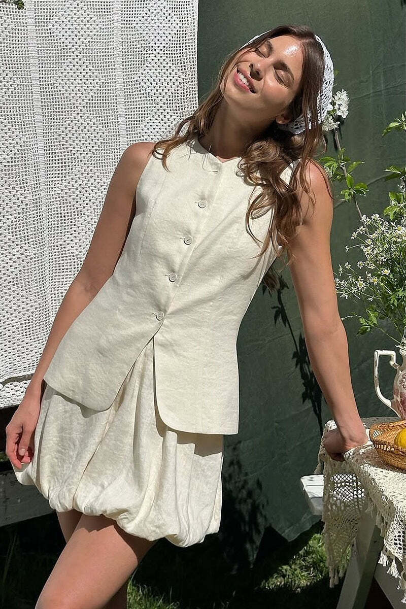 Sweet Bud Hem Vest Tank Mini Skirt Set Sweet Bud Hem Vest Tank Mini Skirt Set