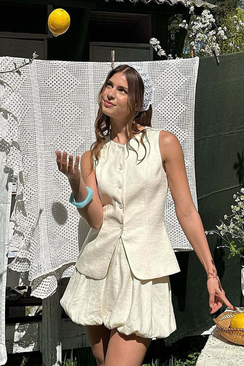 Sweet Bud Hem Vest Tank Mini Skirt Set Sweet Bud Hem Vest Tank Mini Skirt Set