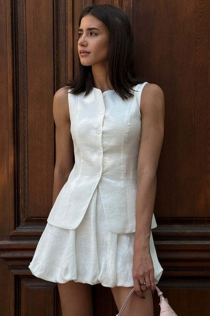 Sweet Bud Hem Vest Tank Mini Skirt Set Sweet Bud Hem Vest Tank Mini Skirt Set