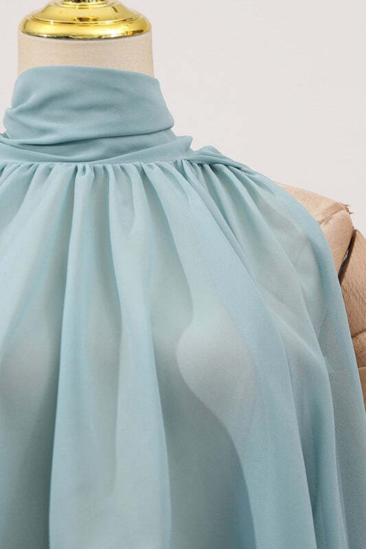 Sweet Irregular Stand Collar Loose Solid Halter Blouse Sweet Irregular Stand Collar Loose Solid Halter Blouse