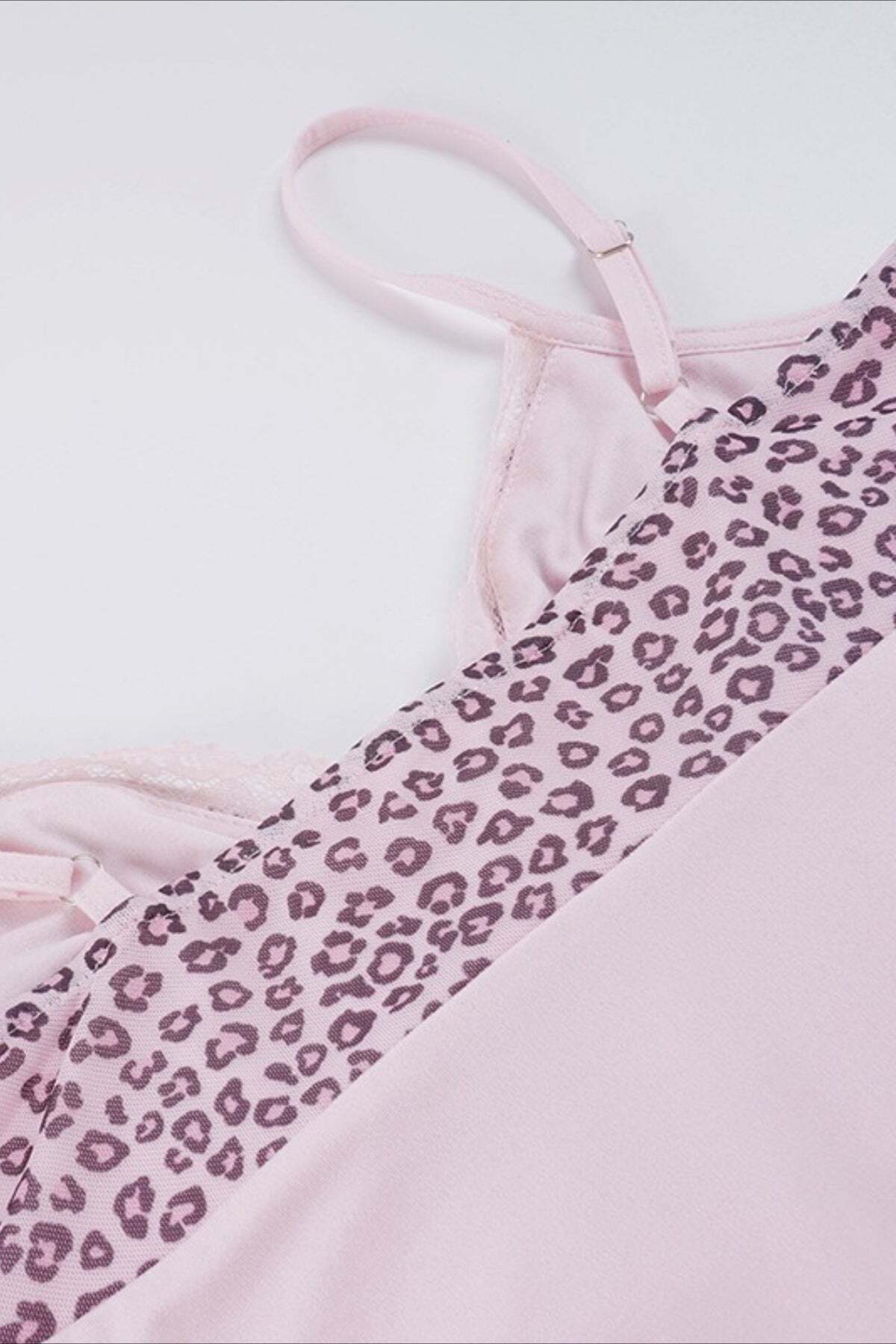 Sweet Leopard Patchwork Bow Lace Cami Top Sweet Leopard Patchwork Bow Lace Cami Top