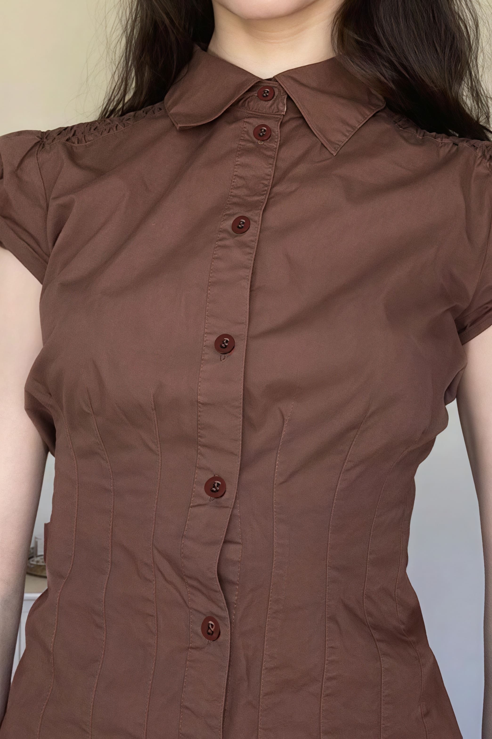 Sweet Spicy Collared Puff Sleeve Blouse Sweet Spicy Collared Puff Sleeve Blouse