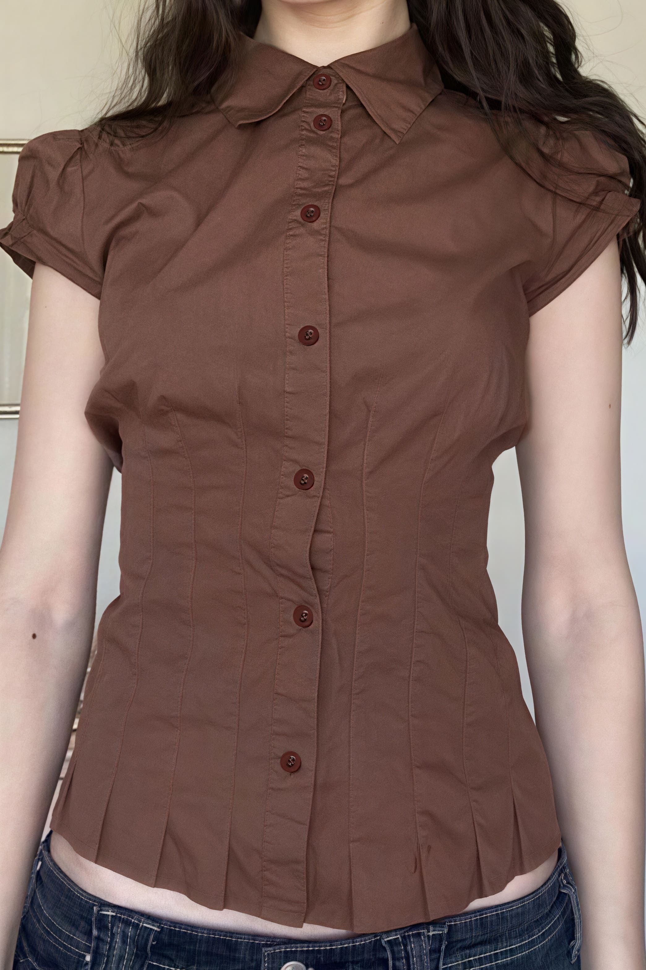 Sweet Spicy Collared Puff Sleeve Blouse Sweet Spicy Collared Puff Sleeve Blouse