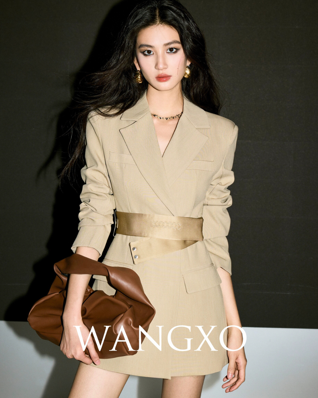 Tailored Satin Waist Belt Dress Tailored Satin Waist Belt Dress