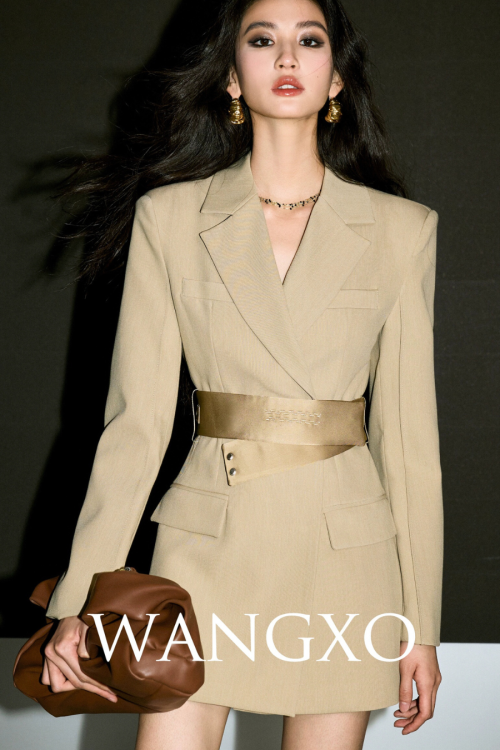 Tailored Satin Waist Belt Dress