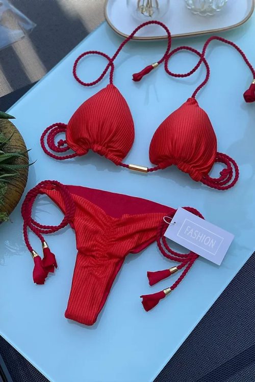 Tassel Tie Bikini Set