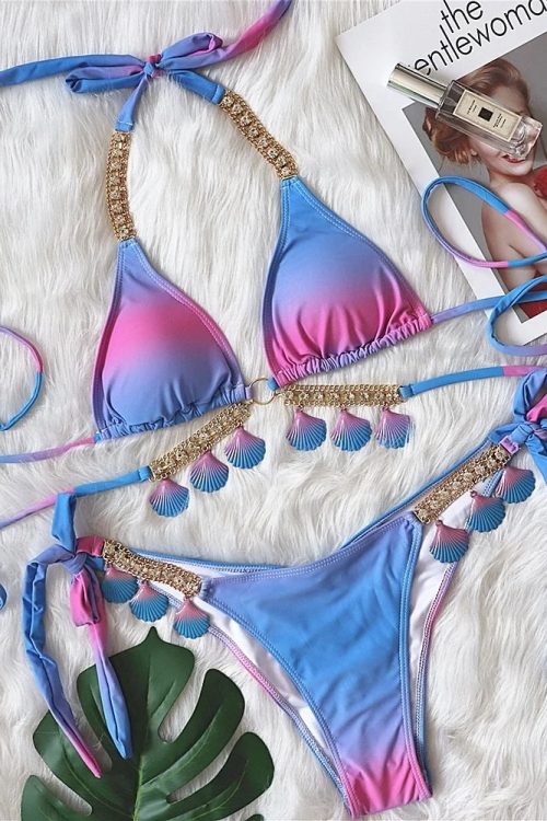 Tassel Triangle Bikini Set