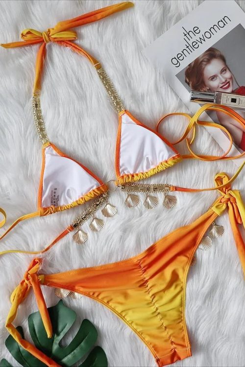 Tassel Triangle Bikini Set