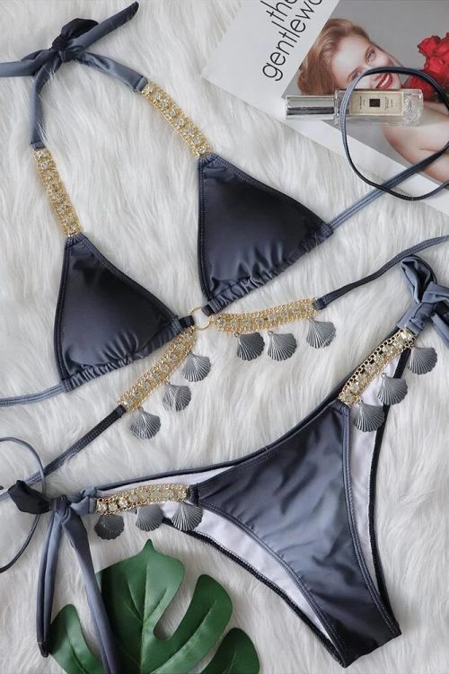 Tassel Triangle Bikini Set