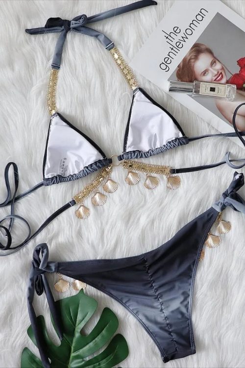 Tassel Triangle Bikini Set