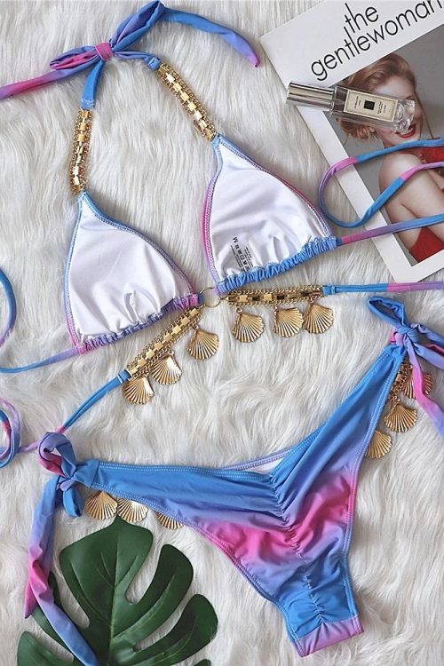 Tassel Triangle Bikini Set