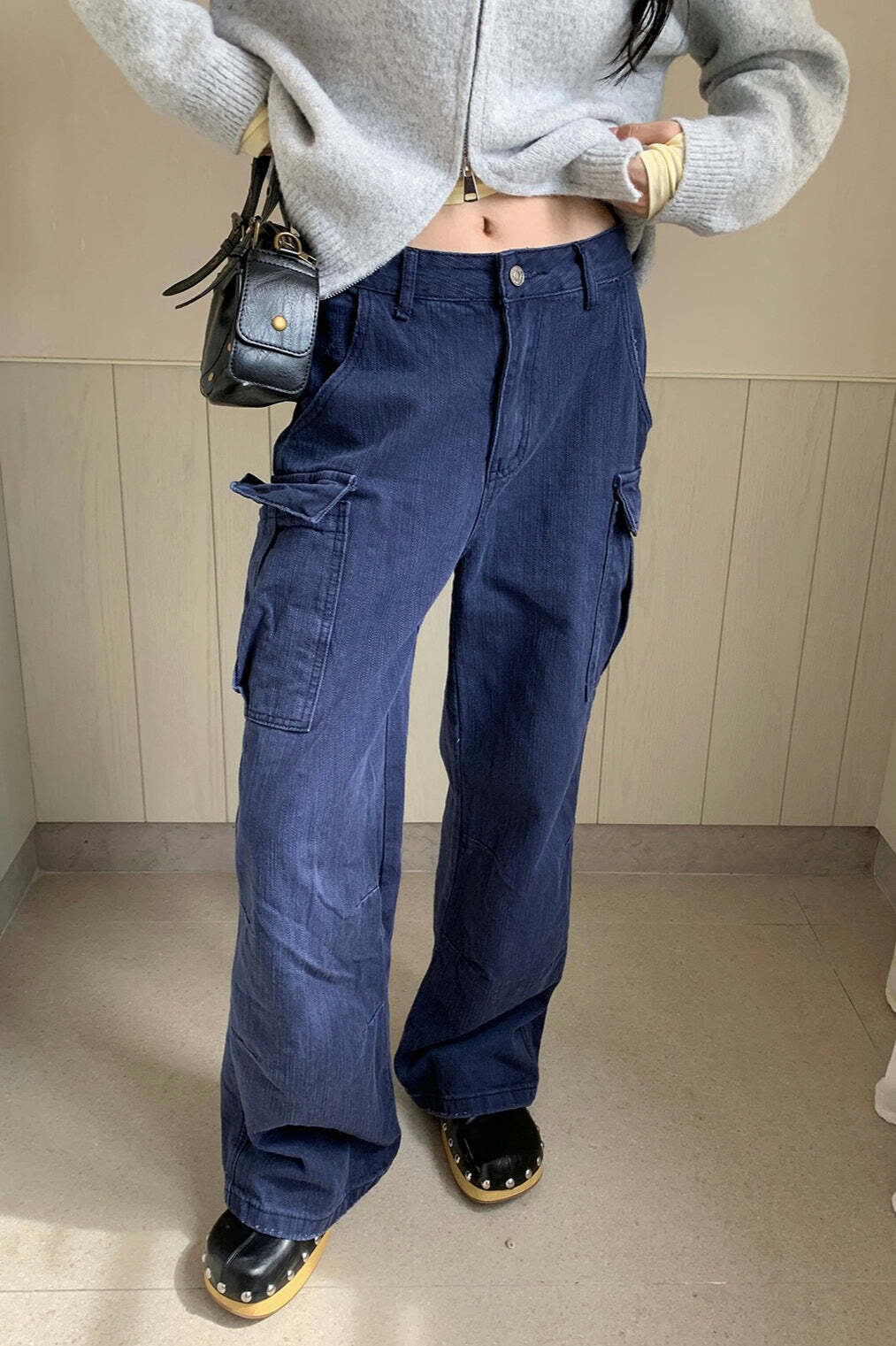 Textured Cargo Bootcut Casual Jeans Textured Cargo Bootcut Casual Jeans