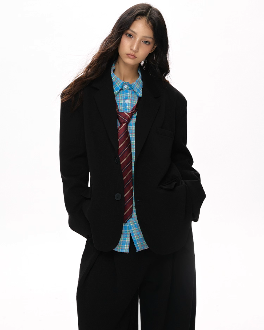 Textured Minimalist Blazer / Wide Pants Textured Minimalist Blazer / Wide Pants