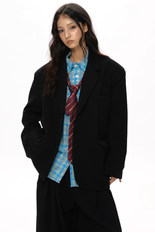 Textured Minimalist Blazer / Wide Pants