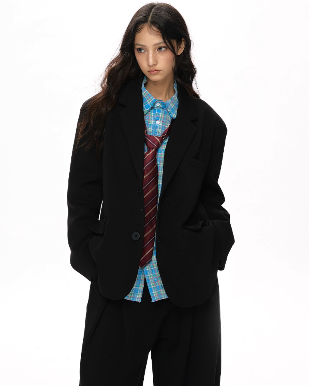 Textured Minimalist Blazer / Wide Pants Textured Minimalist Blazer / Wide Pants