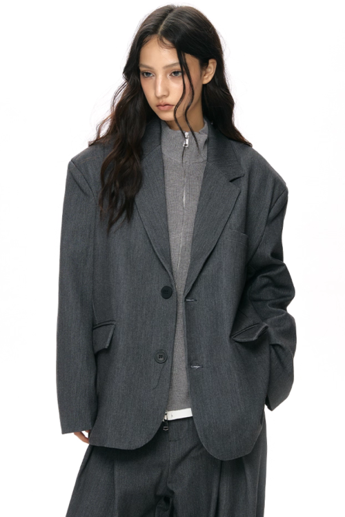 Textured Minimalist Blazer / Wide Pants