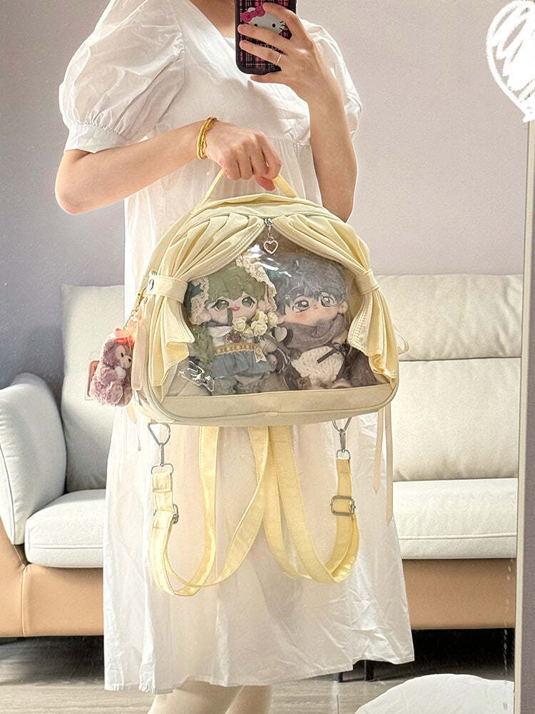 Theater Style Ita Backpack with Clear Window for Plushies and Pins Theater Style Ita Backpack with Clear Window for Plushies and Pins